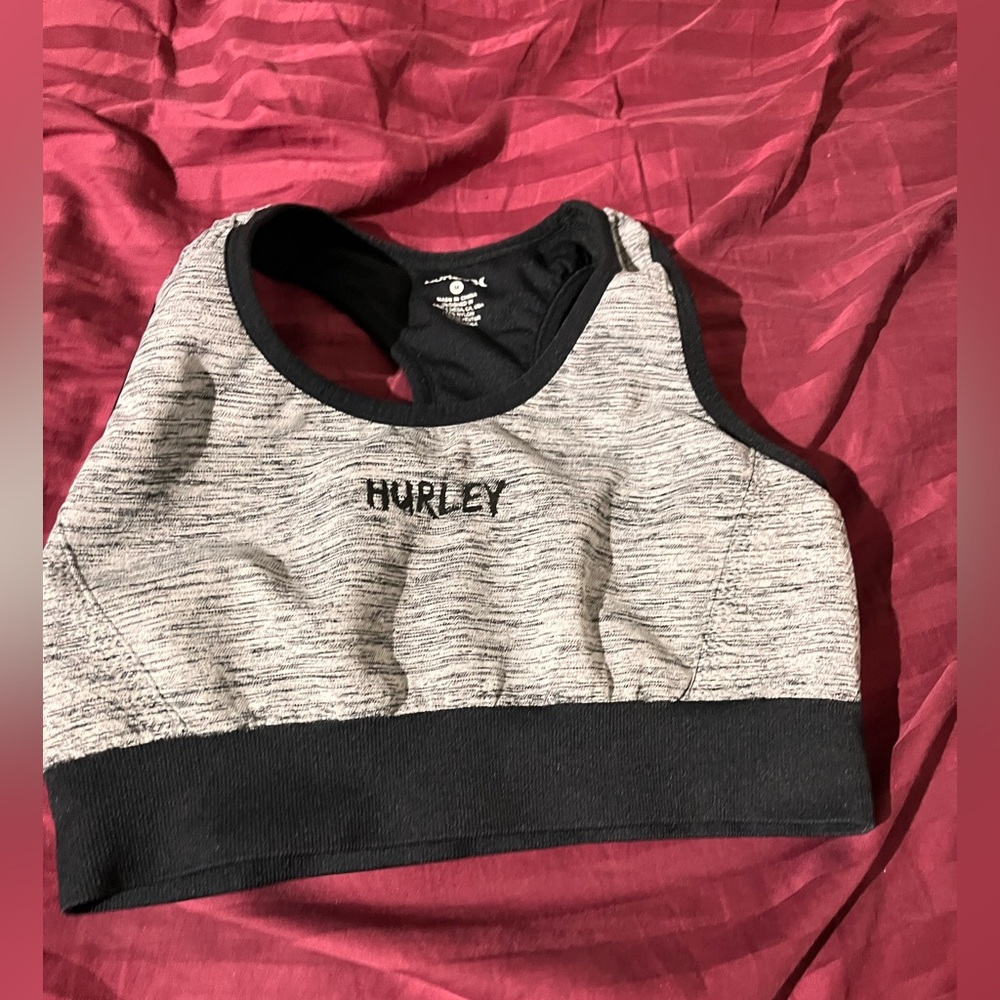 Hurley Heathered Gray and Black Sports Bra